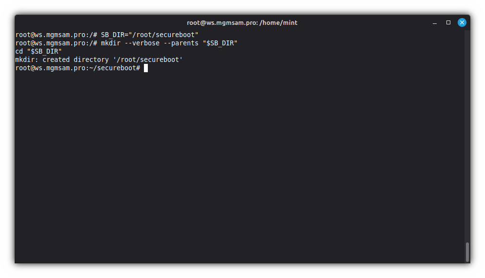 Create a directory to store certificates