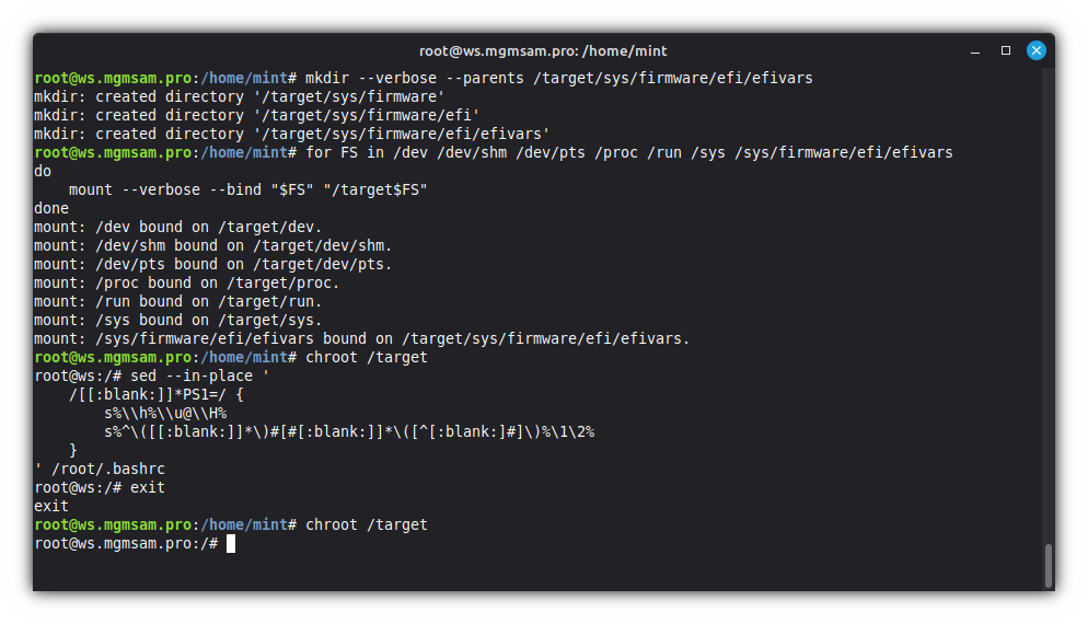 Show chroot FQDN