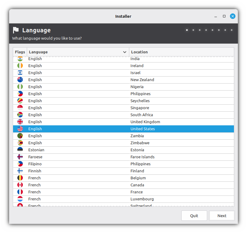 Installer: language