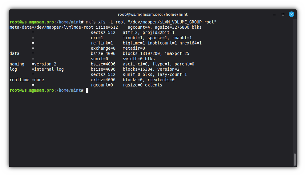 mkfs root